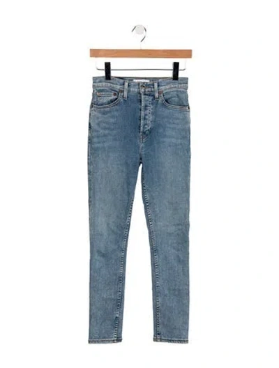 Pre-owned Re/done High-rise Straight Leg Jeans In Blue