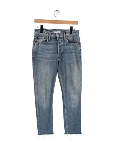 Pre-owned Re/done High-rise Straight Leg Jeans In Blue