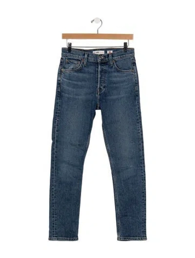 Pre-owned Re/done High-rise Straight Leg Jeans In Blue