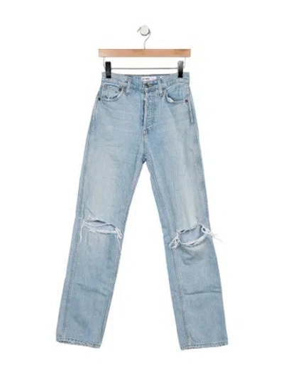 Pre-owned Re/done High-rise Straight Leg Jeans In Blue