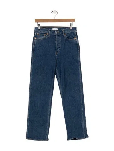 Pre-owned Re/done High-rise Straight Leg Jeans In Blue