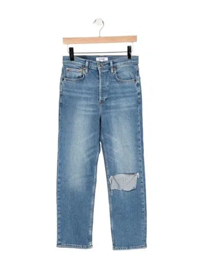Pre-owned Re/done High-rise Straight Leg Jeans In Blue