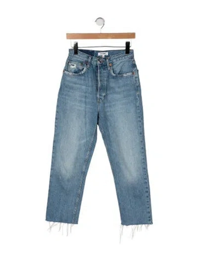 Pre-owned Re/done High-rise Straight Leg Jeans In Blue