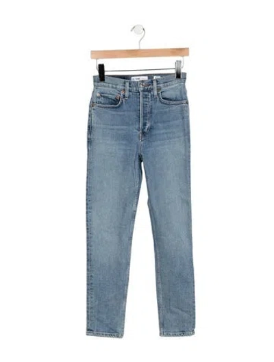 Pre-owned Re/done High-rise Straight Leg Jeans In Blue