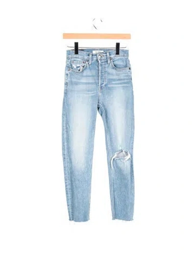 Pre-owned Re/done High-rise Straight Leg Jeans In Blue