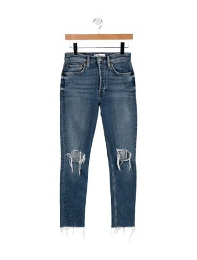 Pre-owned Re/done High-rise Straight Leg Jeans In Blue