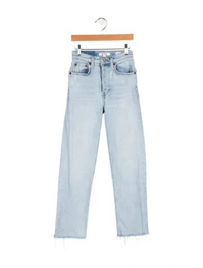 Pre-owned Re/done High-rise Straight Leg Jeans In Blue