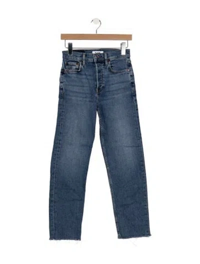 Pre-owned Re/done High-rise Straight Leg Jeans In Blue