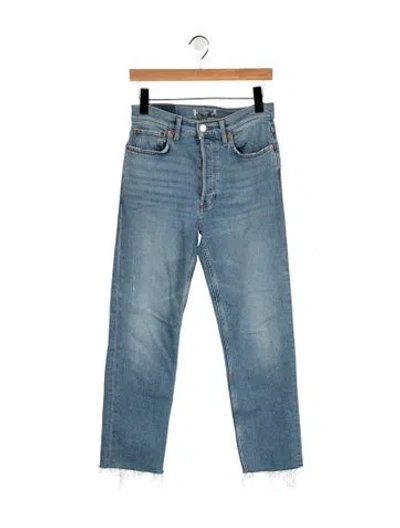 Pre-owned Re/done High-rise Straight Leg Jeans In Blue