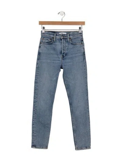 Pre-owned Re/done High-rise Straight Leg Jeans In Blue