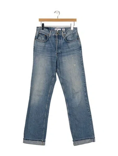 Pre-owned Re/done High-rise Straight Leg Jeans In Blue