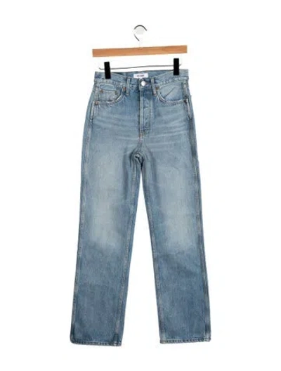 Pre-owned Re/done High-rise Straight Leg Jeans In Blue