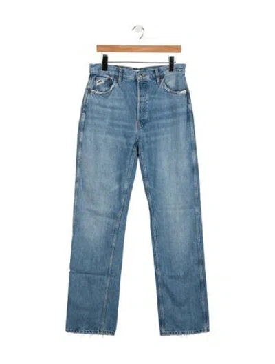 Pre-owned Re/done High-rise Straight Leg Jeans In Blue