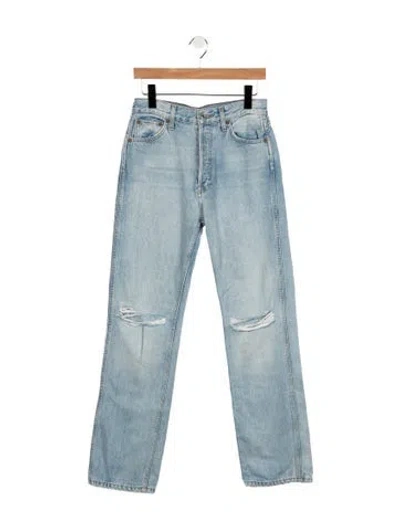 Pre-owned Re/done High-rise Straight Leg Jeans In Blue