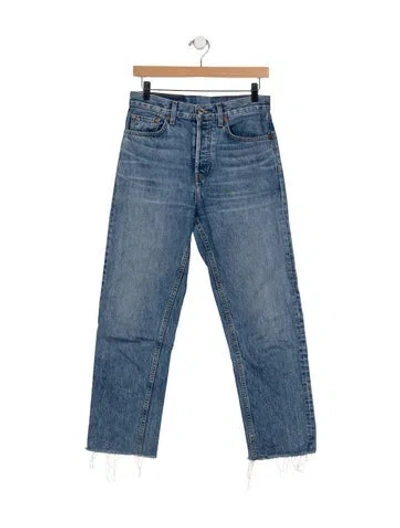 Pre-owned Re/done High-rise Straight Leg Jeans In Blue
