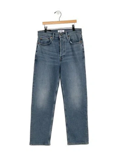 Pre-owned Re/done High-rise Straight Leg Jeans In Blue
