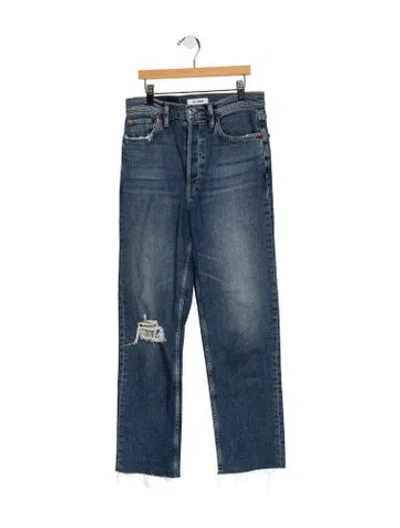 Pre-owned Re/done High-rise Straight Leg Jeans In Blue