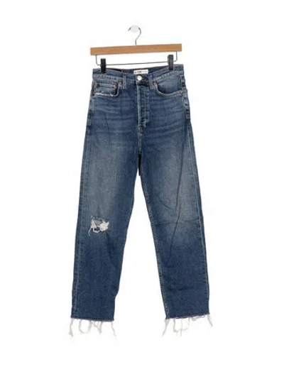 Pre-owned Re/done High-rise Straight Leg Jeans In Blue