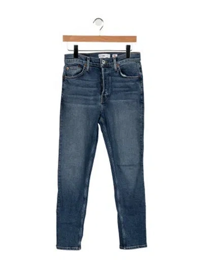 Pre-owned Re/done High-rise Straight Leg Jeans In Blue