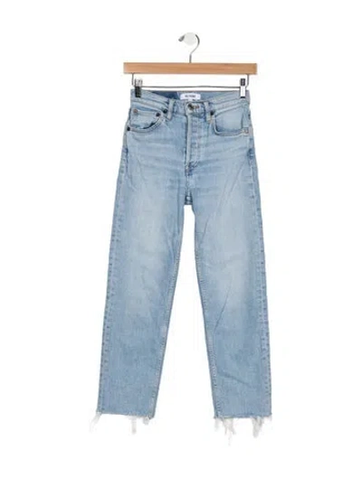 Pre-owned Re/done High-rise Straight Leg Jeans In Blue