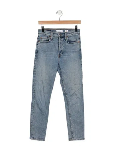 Pre-owned Re/done High-rise Straight Leg Jeans In Blue
