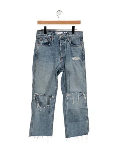 Pre-owned Re/done High-rise Straight Leg Jeans In Blue