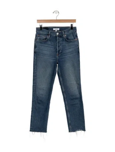 Pre-owned Re/done High-rise Straight Leg Jeans In Blue