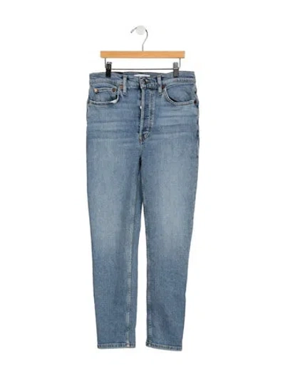 Pre-owned Re/done High-rise Straight Leg Jeans In Blue