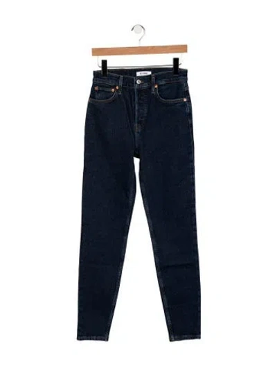 Pre-owned Re/done High-rise Straight Leg Jeans In Blue