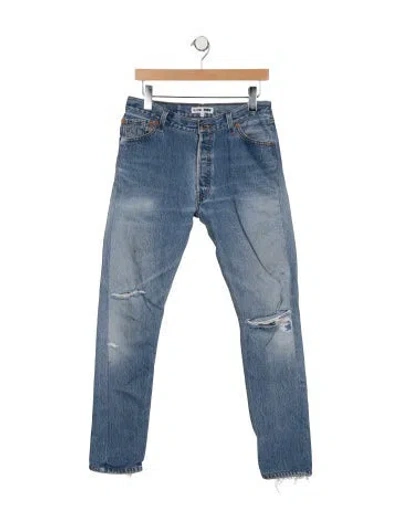 Pre-owned Re/done High-rise Straight Leg Jeans In Blue