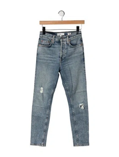 Pre-owned Re/done High-rise Straight Leg Jeans In Blue