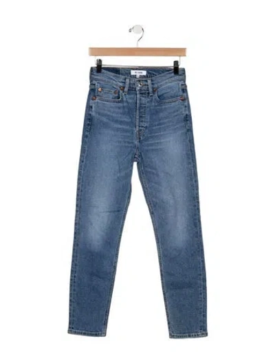 Pre-owned Re/done High-rise Straight Leg Jeans In Blue