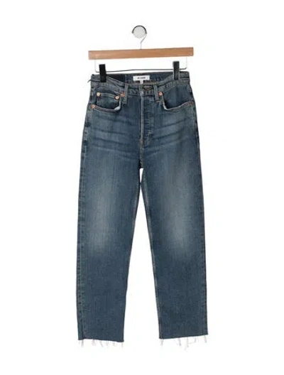 Pre-owned Re/done High-rise Straight Leg Jeans In Blue