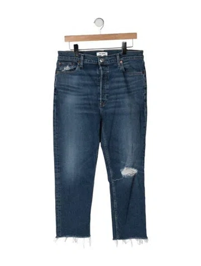 Pre-owned Re/done High-rise Straight Leg Jeans In Blue