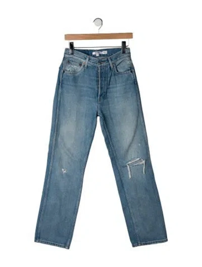 Pre-owned Re/done High-rise Straight Leg Jeans In Blue