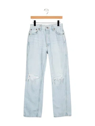 Pre-owned Re/done High-rise Straight Leg Jeans In Blue