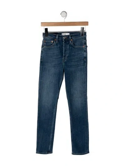 Pre-owned Re/done High-rise Straight Leg Jeans In Blue