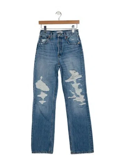 Pre-owned Re/done High-rise Straight Leg Jeans In Blue