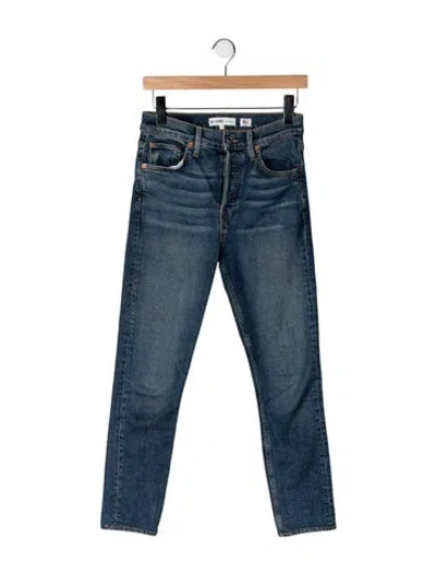 Pre-owned Re/done High-rise Straight Leg Jeans In Blue