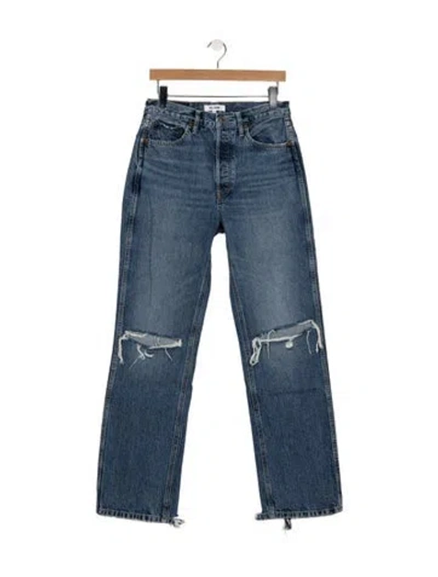 Pre-owned Re/done High-rise Straight Leg Jeans In Blue