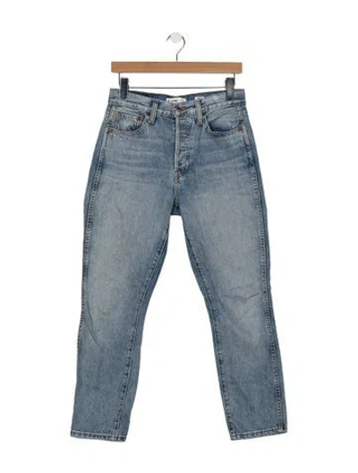 Pre-owned Re/done High-rise Straight Leg Jeans In Blue
