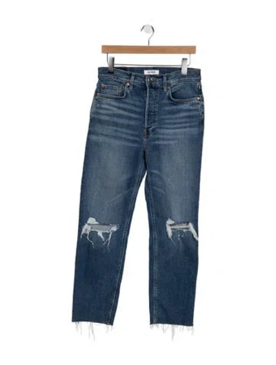 Pre-owned Re/done High-rise Straight Leg Jeans In Blue