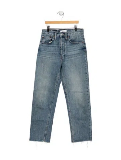 Pre-owned Re/done High-rise Straight Leg Jeans In Blue