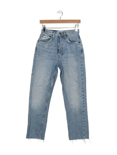 Pre-owned Re/done High-rise Straight Leg Jeans In Blue