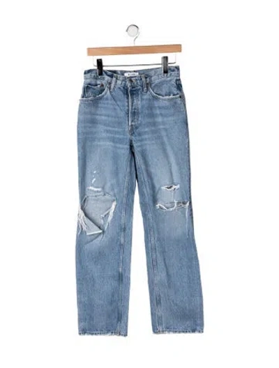 Pre-owned Re/done High-rise Straight Leg Jeans In Blue
