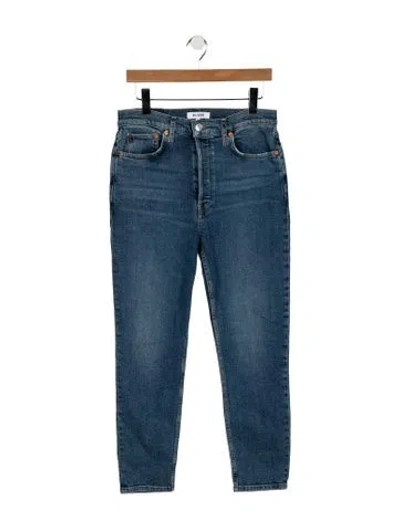 Pre-owned Re/done High-rise Straight Leg Jeans In Blue
