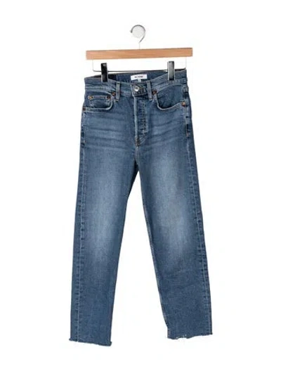 Pre-owned Re/done High-rise Straight Leg Jeans In Blue