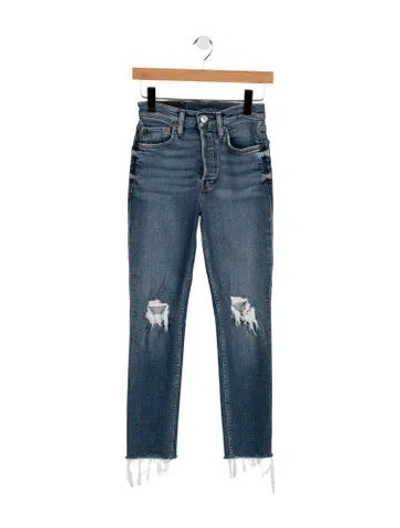 Pre-owned Re/done High-rise Straight Leg Jeans In Blue