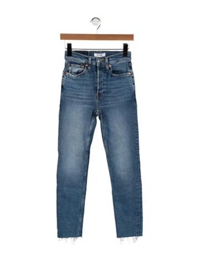 Pre-owned Re/done High-rise Straight Leg Jeans In Blue