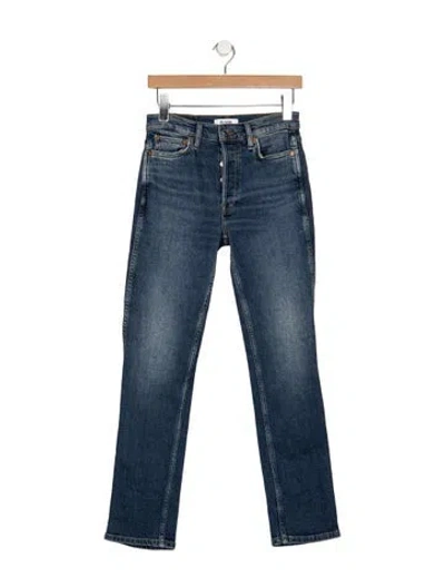 Pre-owned Re/done High-rise Straight Leg Jeans In Blue